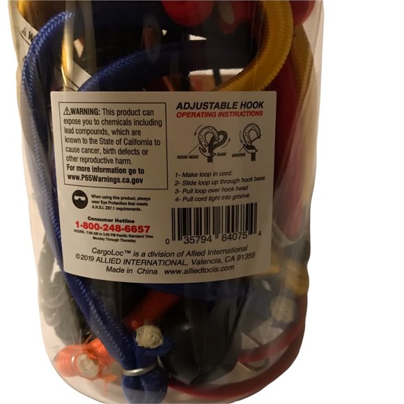 New Bungee Cords, Pack of 14 in Container, CARGOLOC, Color Coded Set - Picture 5 of 5